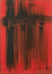 Suite rouge XII by Jean Degottex, 1964, Gouache et encre sur papier, sold Jun 2024