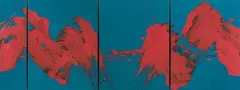 Ligne terrestre by Fabienne Verdier, 2015, Encre, pigments et vernis sur 4 toiles assemblées, sold Jun 2024