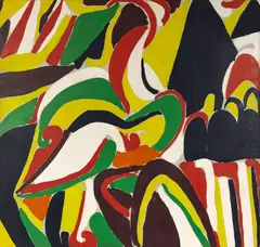 Camouflage, Image d'Epinal, Bataille des pyramides by Alain Jacquet, 1962, Huile sur toile, sold Jun 2024
