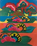 Nénuphar I by Yasse Tabuchi, 1975, Huile sur toile, sold Jun 2024