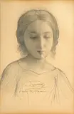 Etude pour 'Le Poème de l'âme' by Louis Janmot, Crayon noir et estompe sur papier, sold Mar 2024