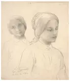Etudes de femme pour 'Le Poème de l'âme' by Louis Janmot, Crayon noir sur papier, sold Mar 2024