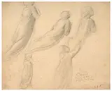 Etude pour 'Souvenir du ciel', de la première série du Poème de l'âme by Louis Janmot, Crayon noir et estompe sur papier, sold Mar 2024