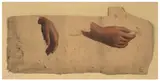 Etudes pour les deux mains de la jeune fille dans 'Cauchemar', de la première série du Poème de l'âme by Louis Janmot, Huile sur toile, sur trait de crayon, bords irréguliers, sold Mar 2024