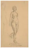 Etude pour 'Rayons de soleil', de la première série du 'Poème de l'âme' by Louis Janmot, Crayon noir et estompe sur papier, sold Mar 2024