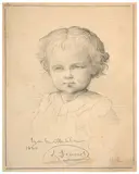 Portrait de Cécile, fille de l'artiste, à 3 ans by Louis Janmot, Crayon noir et estompe sur papier, sold Mar 2024