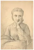Portrait de Gabrielle de Leguin (?) by Louis Janmot, Crayon noir sur papier, sold Mar 2024