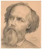 Etude pour le portrait de Victor de Laprade by Louis Janmot, Crayon noir sur papier, sold Mar 2024