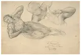 Etude pour 'L'esprit du mal', de la seconde série du 'Poème de l'âme' by Louis Janmot, Crayon noir et estompe sur papier, sold Mar 2024