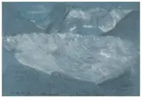 La mer de glace au Montenvers avec la face Nord des Grandes Jorasses dans le fond, Chamonix by Louis Janmot, Crayon noir, estompe et rehauts de craie blanche sur papier bleu, sold Mar 2024