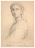 Etude d'après la figure de Marie-Madeleine, d'après Raphaël by Louis Janmot, Crayon noir et estompe sur papier, sold Mar 2024