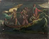 Jésus dans la tempête sur la mer de Galilée by Louis Janmot, Huile sur toile (Toile et châssis d'origine), sold Mar 2024