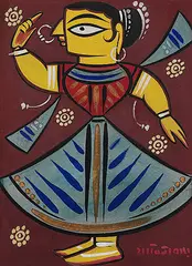 Dancer by Jamini Roy, Tempera on card paper pasted on mount board, sold Dec 2013