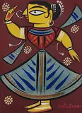 Dancer by Jamini Roy, Tempera on card paper pasted on mount board, sold Dec 2013