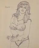 Untitled by F. N. Souza, Tracing paper pasted on paper, sold Dec 2013