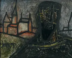 Untitled by F. N. Souza, Oil on board, sold Dec 2013