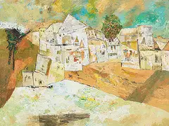 Varanasi by Ram Kumar, Oil on canvas, offered Dec 2013