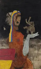 Maya II by M. F. Husain, Oil on canvas, sold Dec 2013