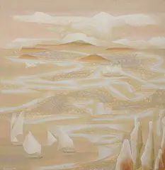 Intervening Seas by Jehangir Sabavala, Oil on canvas, sold Dec 2013