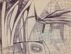 Untitled by Ram Kumar, Sketchpen and oil pastel on paper, sold Dec 2013