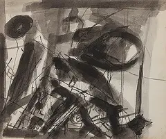 Untitled by Ram Kumar, Watercolour and conte, sold Dec 2013