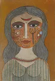 Yogini by Badri Narayan, Watercolour, pen and ink on paper, sold Dec 2013