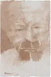 Portrait by Akbar Padamsee, Watercolour on paper pasted on board, sold Dec 2013
