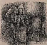 Untitled by Ganesh Pyne, Pen and ink on paper pasted on board, sold Dec 2013