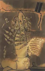Cage by Atul Dodiya, Watercolour, charcoal and acrylic with marble dust on paper, sold Sep 2013