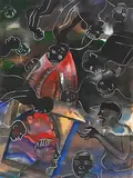 Silverheads by Bhupen Khakhar, Watercolour and silver paint on paper, sold Sep 2013