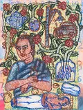 Teapot, Eggplant and a House Lizard by Arpita Singh, Watercolour on paper, sold Sep 2013