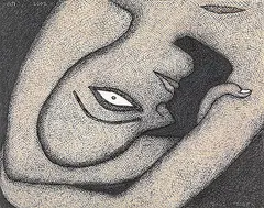 Wound by Jogen Chowdhury, Pen and ink with pastel on paper, sold Sep 2013
