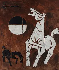 Untitled by M. F. Husain, Oil on canvas, sold Sep 2013