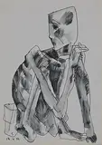 Untitled by Somnath Hore, Watercolour and sketch pen on paper, sold Sep 2013