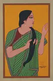 Untitled by Lalu Prasad Shaw, Tempera on paper board, sold Sep 2013