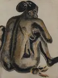 Untitled by K H, Watercolour and charcoal on paper pasted on paper, offered Sep 2013