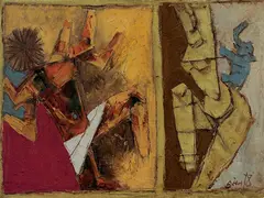 Tandav Nritya by M. F. Husain, Oil on canvas, sold Jun 2013