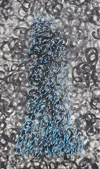 Budding 5 by Manisha Parekh, Ink drawing on handmade paper and cable on board, sold Feb 2013