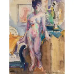 Standing Nude by William A. Gaw, watercolor, sold Apr 2026