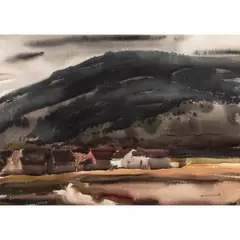 Ranch in the Foothills by Maurice Logan, watercolor, sold Apr 2026
