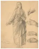 Etude pour la 'Bannière d'Hyères' by Louis Janmot, Crayon et estompe sur papier, sold Mar 2024