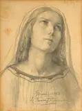 Etude présumée pour 'L'Assomption de la Vierge' by Louis Janmot, Crayon noir et estompe sur papier, sold Mar 2024