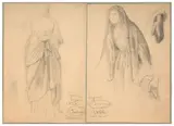Etudes pour la 'Bannière d'Hyères' by Louis Janmot, Deux dessins, crayon noir et estompe, sur un même montage, sold Mar 2024