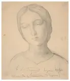 Etude de Vierge pour la 'Bannière d'Hyères' by Louis Janmot, Crayon noir et estompe sur papier, sold Mar 2024