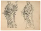 Etude de saints probablement pour le dôme de Saint-François-de-Sales, Lyon by Louis Janmot, Crayon noir sur papier, sold Mar 2024
