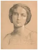 Etude pour le plafond de l'hôtel de ville de Lyon by Louis Janmot, Crayon noir et rehauts de craie blanche sur papier, sold Mar 2024