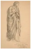 Etude pour 'Le Christ présentant l'hostie et le calice' de la chapelle du Sacré Coeur de Saint-François-de-Sales, Lyon by Louis Janmot, Pierre noire et estompe sur papier, sold Mar 2024