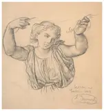 Etude d'ange pour 'Le Rosaire' by Louis Janmot, Crayon noir et estompe sur papier, sold Mar 2024