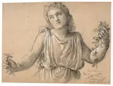 Etude d'ange pour 'Le Rosaire' by Louis Janmot, Crayon noir, estompe et rehauts de craie blanche sur papier, sold Mar 2024
