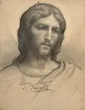 Etude de figure du Christ by Louis Janmot, Fusain, estompe et rehaut de craie blanche sur papier, sold Mar 2024